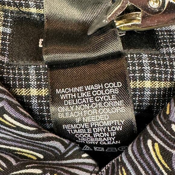 Claiborne Shirt Mens XL Blue Modern Fit Rayon Abstract Wave Pattern Long Sleeve - Picture 10 of 11